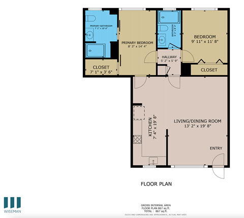 Goshen Eighteen - Two-Bedroom Two-Bathroom - Floor Plan Image